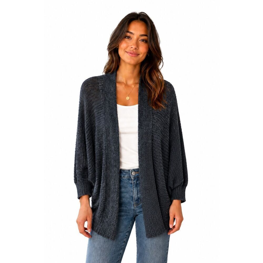 Love on a Hanger cocoon Cardigan Sweater Open Front Acrylic Wool Black Small